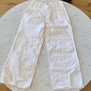 J Brand Wide Leg High Rise Raw Hem White Jeans Size 26